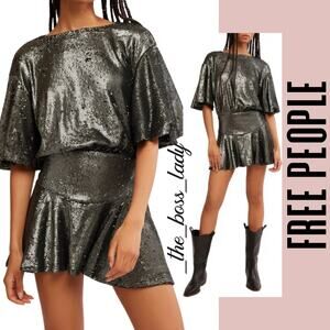 Free People mini dress sequins boho cocktail party XS
